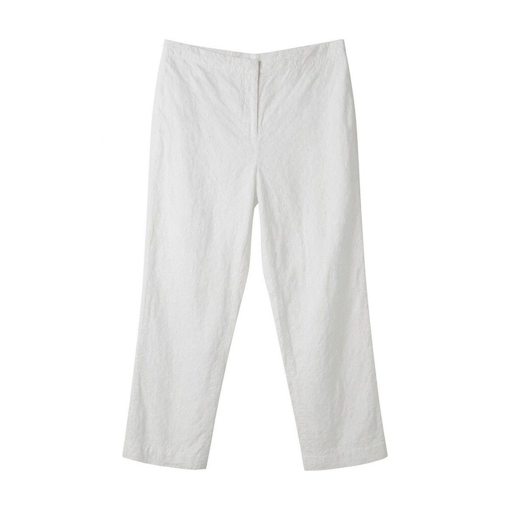 J. Crew Eyelet Pants White Wide Leg Mid Rise Flat Front Womens 4 Preppy Cottage